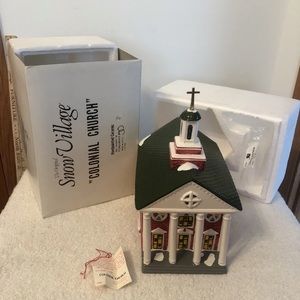 Dept 56 Original Snow Village 1989 Colonial Church For Lighted Christmas Village